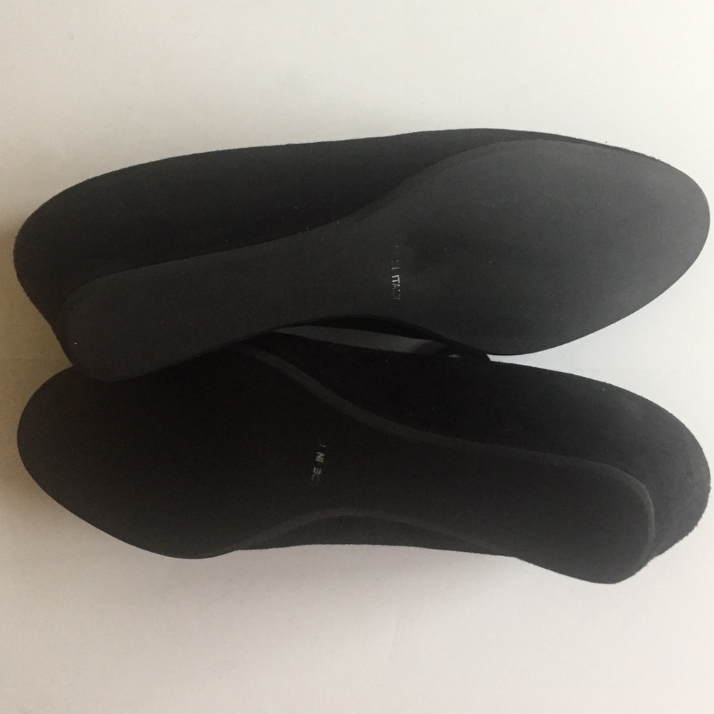 Italian Rue du Jour Black Suede Shoes Wedge Heels - Picture 2 of 3